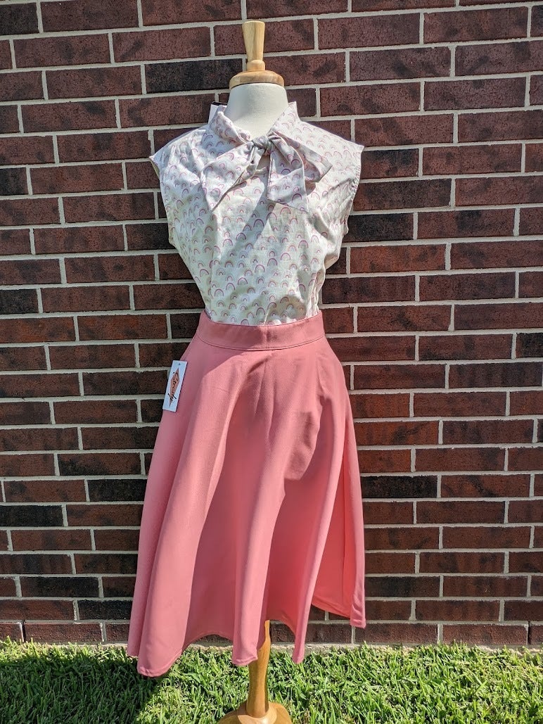 High Waist Thrills Skirt in Blush by Steady Clothing (XL and 4X Only) Bobbie's Pinups